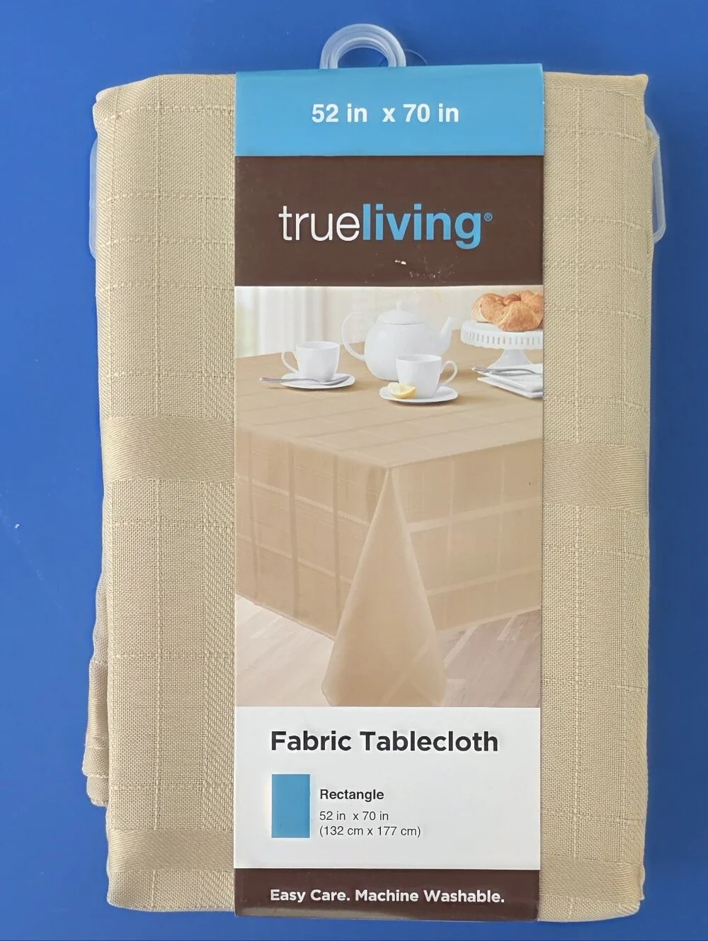 Beige Check Rectangle Fabric Tablecloth